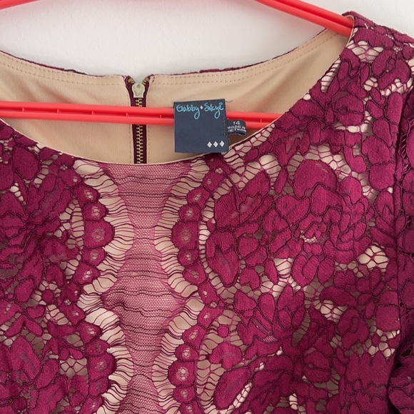 Maroon Gabby Skye Lace dress 3/4th Bell sleeve - Picture 3 of 3